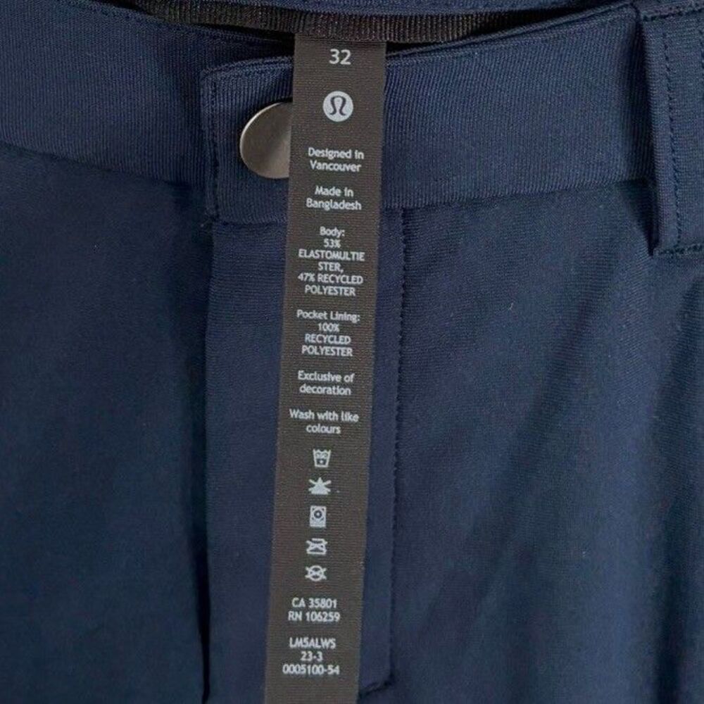 Lululemon Pants Mens 32 Navy ABC Slim Fit Warpstreme Chino Stretch LM5ALWS - Picture 4 of 9
